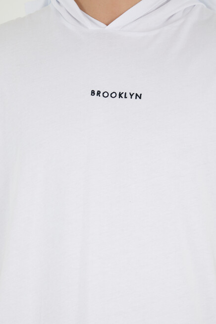 Süperlife Erkek Kapşonlu Regular Fit Brooklyn Baskılı Tişört SPR22TS121