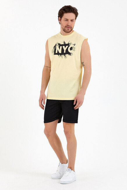 Erkek Bisiklet Yaka Regular Fit NYC Baskılı Tişort SPR22TS124