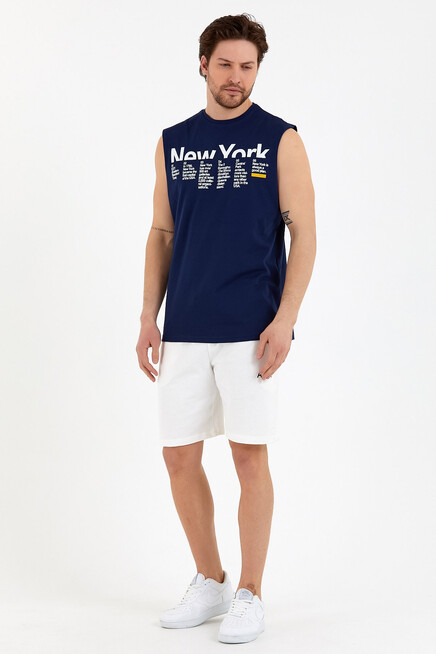 Erkek Bisiklet Yaka Regular Fit New York Baskılı Tişort SPR22TS125