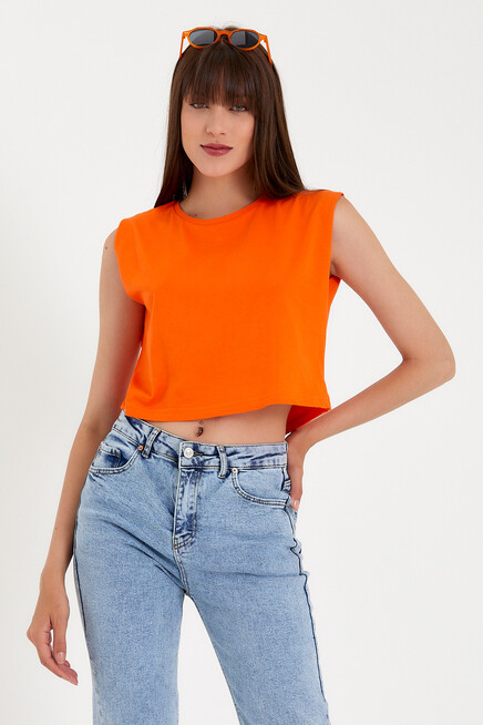 Kadın Regular Fit Crop Tişort SPR22TSK128