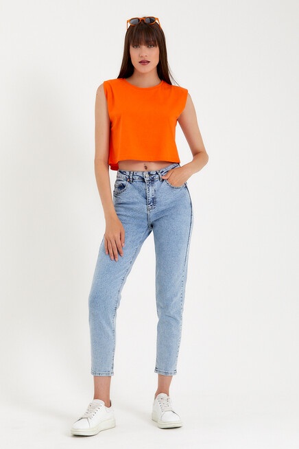 Kadın Regular Fit Crop Tişort SPR22TSK128