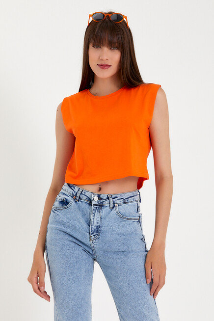 Kadın Regular Fit Crop Tişort SPR22TSK128