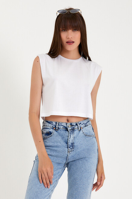 Kadın Regular Fit Crop Tişort SPR22TSK128