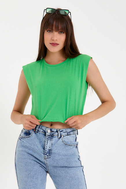 Kadın Regular Fit Crop Tişort SPR22TSK128