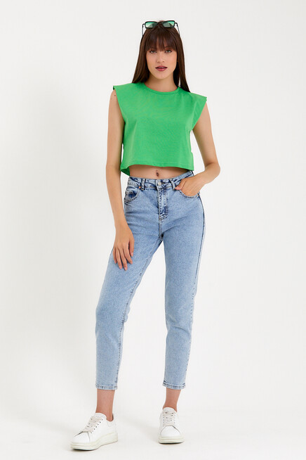 Kadın Regular Fit Crop Tişort SPR22TSK128