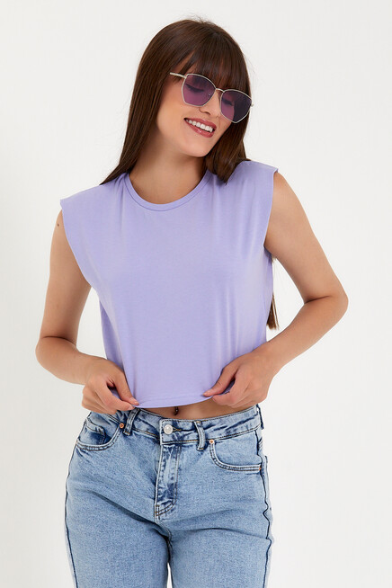 Kadın Regular Fit Crop Tişort SPR22TSK128