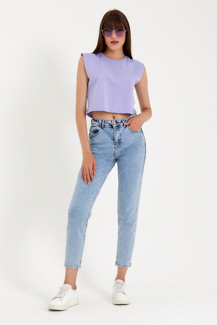 Kadın Regular Fit Crop Tişort SPR22TSK128