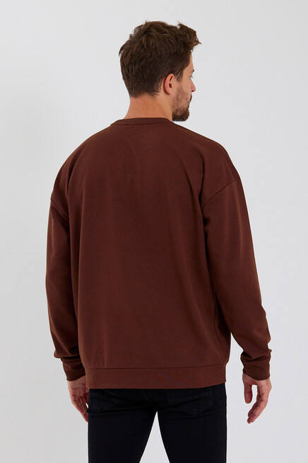 Süperlife Erkek Bisiklet Yaka Oversize Fit  El Yazılı Brooklyn İnce Sweatshirt SPR23SW331