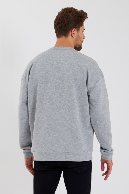Süperlife Erkek Bisiklet Yaka Oversize Fit  El Yazılı Brooklyn İnce Sweatshirt SPR23SW331