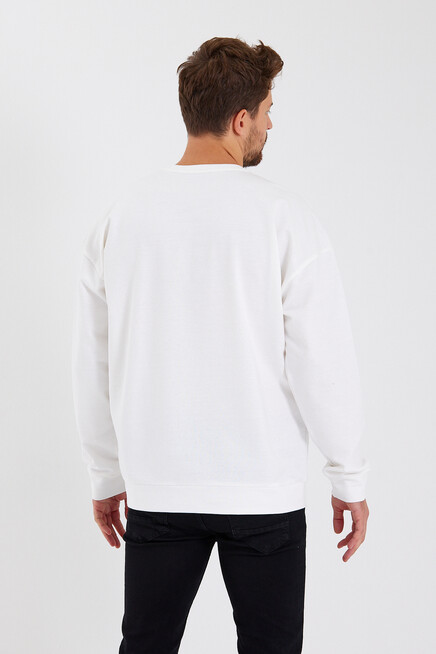 Süperlife Erkek Bisiklet Yaka Oversize Fit  El Yazılı Brooklyn İnce Sweatshirt SPR23SW331