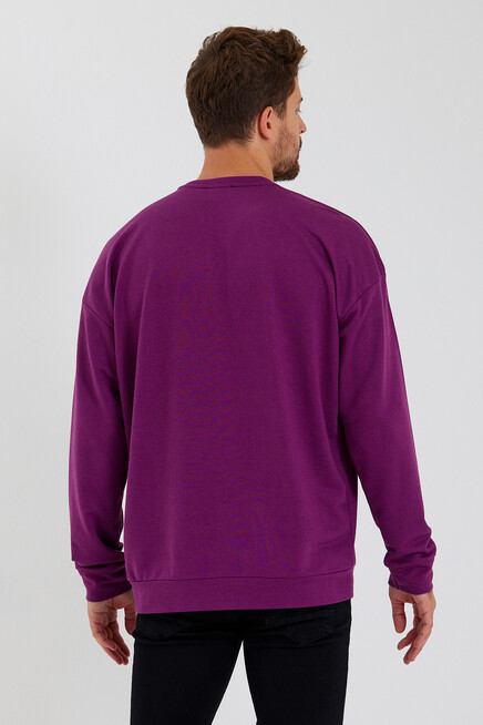 Süperlife Erkek Bisiklet Yaka Oversize Fit  El Yazılı Brooklyn İnce Sweatshirt SPR23SW331