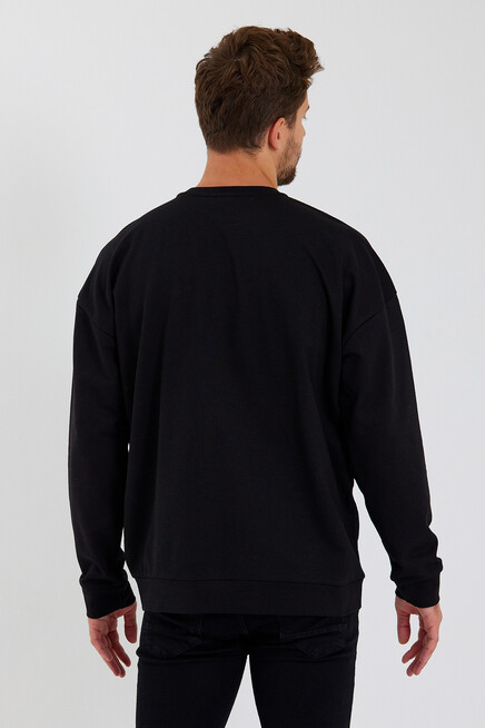 Süperlife Erkek Bisiklet Yaka Oversize Fit  El Yazılı Brooklyn İnce Sweatshirt SPR23SW331