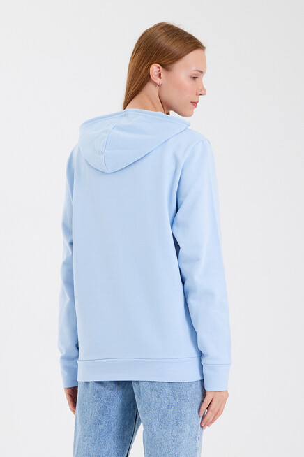 Süperlife Kadın Kapşonlu  Oversize Fit El Yazılı Brooklyn Baskılı İnce Sweatshirt SPR23SWk361