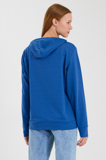 Süperlife Kadın Kapşonlu  Oversize Fit El Yazılı Brooklyn Baskılı İnce Sweatshirt SPR23SWk361