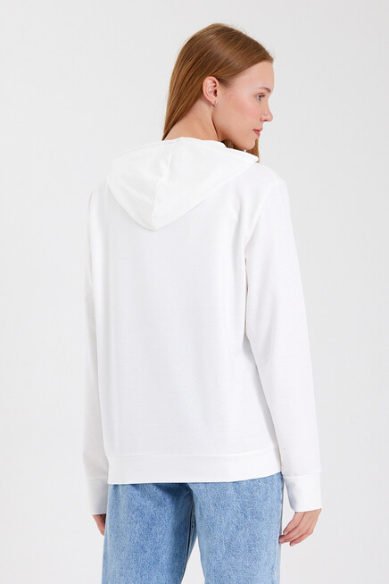 Süperlife Kadın Kapşonlu  Oversize Fit El Yazılı Brooklyn Baskılı İnce Sweatshirt SPR23SWk361