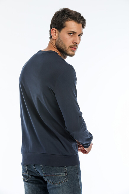 Süperlife Erkek Bisiklet Yaka Regular Fit Brooklyn Baskılı İnce Sweatshirt SPR22SW132