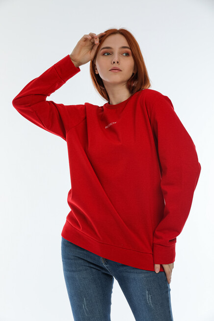 Kadın Bisiklet Yaka Oversize Fit Brooklyn Baskılı Sweatshirt SPR22SWK030