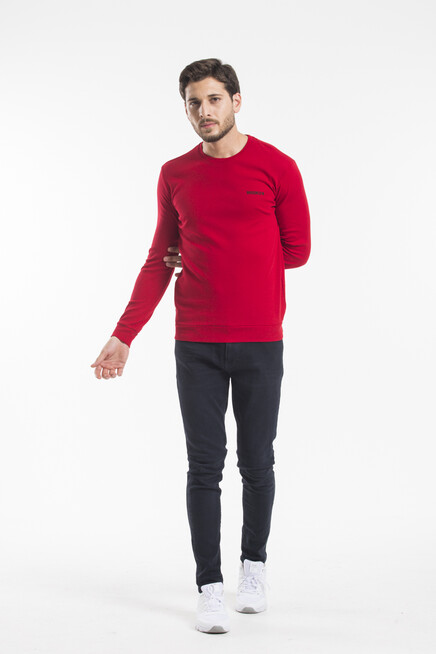 Süperlife Bisiklet Yaka Uzun Kollu Dar Kalıp İnce  Erkek Sweatshirt SPR2019K18