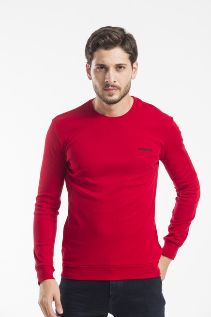 Süperlife Bisiklet Yaka Uzun Kollu Dar Kalıp İnce  Erkek Sweatshirt SPR2019K18