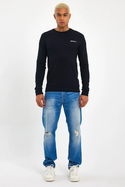 Süperlife Bisiklet Yaka Uzun Kollu Dar Kalıp İnce  Erkek Sweatshirt SPR2019K18