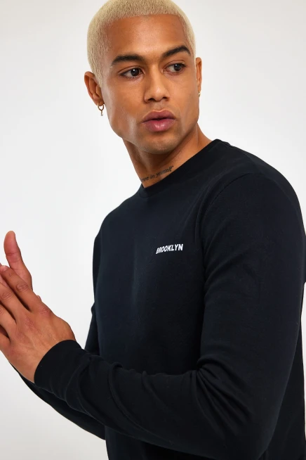 Süperlife Bisiklet Yaka Uzun Kollu Dar Kalıp İnce  Erkek Sweatshirt SPR2019K18