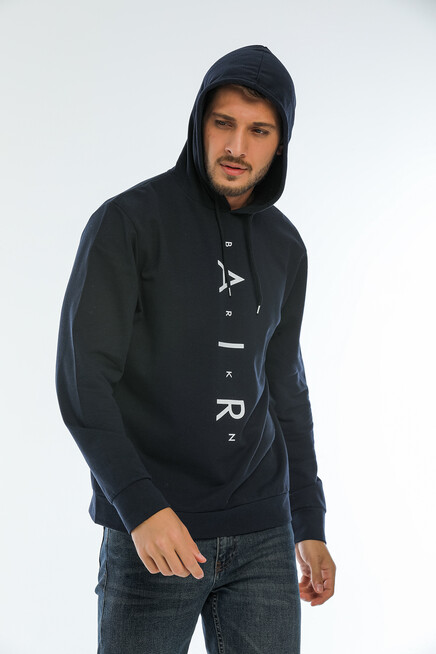 Süperlife Erkek Kapşonlu Regular Fit Air Baskılı İnce Sweatshirt SPR22SW162