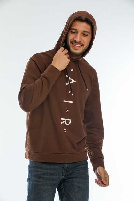 Erkek Kapşonlu Regular Fit Air Baskılı İnce Sweatshirt SPR22SW162