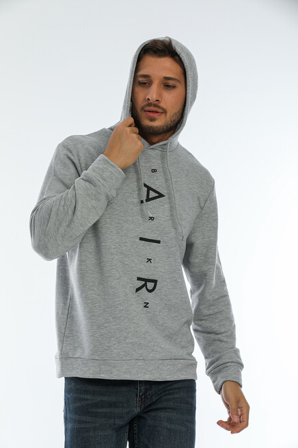 Erkek Kapşonlu Regular Fit Air Baskılı İnce Sweatshirt SPR22SW162