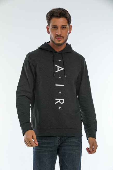 Erkek Kapşonlu Regular Fit Air Baskılı İnce Sweatshirt SPR22SW162