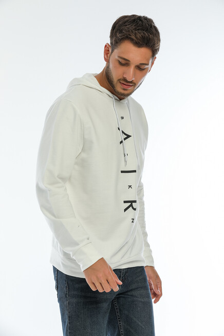 Erkek Kapşonlu Regular Fit Air Baskılı İnce Sweatshirt SPR22SW162