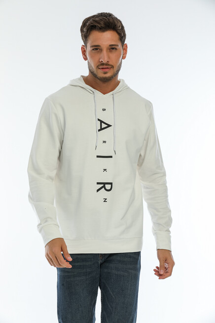 Erkek Kapşonlu Regular Fit Air Baskılı İnce Sweatshirt SPR22SW162