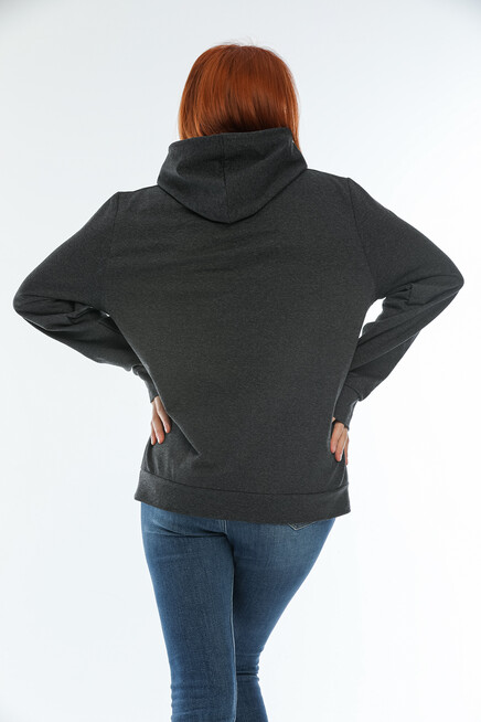 Süperlife Kadın Kapşonlu Oversize Fit Air Baskılı İnce Sweatshırt SPR22SWk162 