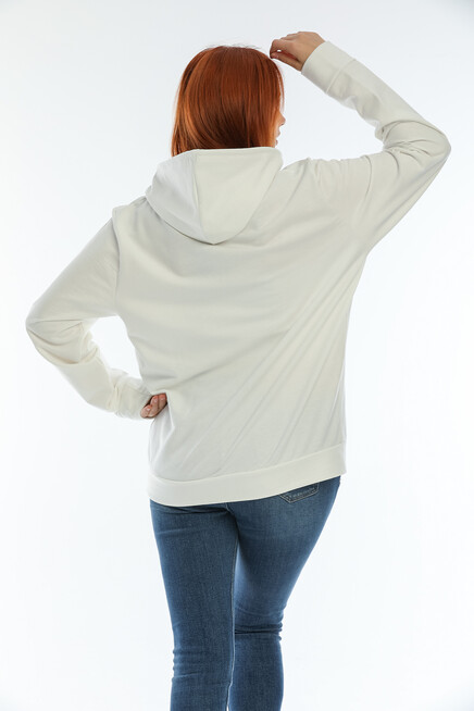 Süperlife Kadın Kapşonlu Oversize Fit Air Baskılı İnce Sweatshırt SPR22SWk162 