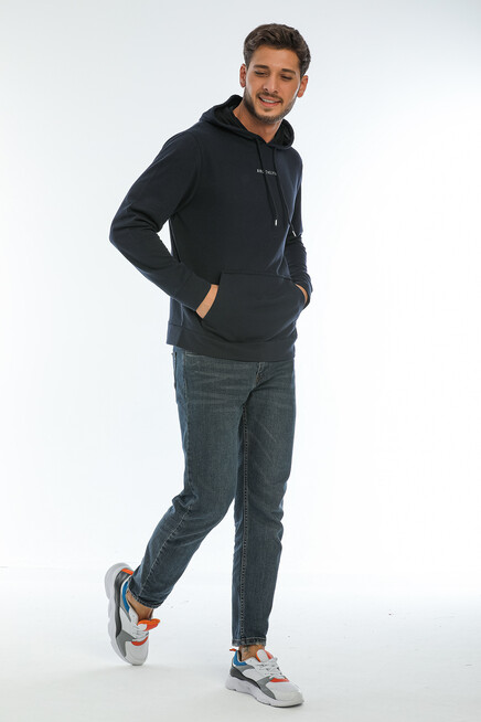 Süperlife Erkek Kapşonlu Regular Fit Brooklyn Baskılı İnce Sweatshirt SPR22SW161