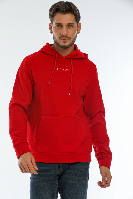 Erkek Kapşonlu Regular Fit Brooklyn Baskılı İnce Sweatshirt SPR22SW161