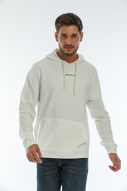 Erkek Kapşonlu Regular Fit Brooklyn Baskılı İnce Sweatshirt SPR22SW161