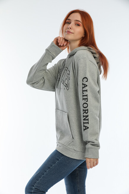 Kadın Kapşonlu Oversize Fit Baskılı Sweatshirt SPR22SWK163