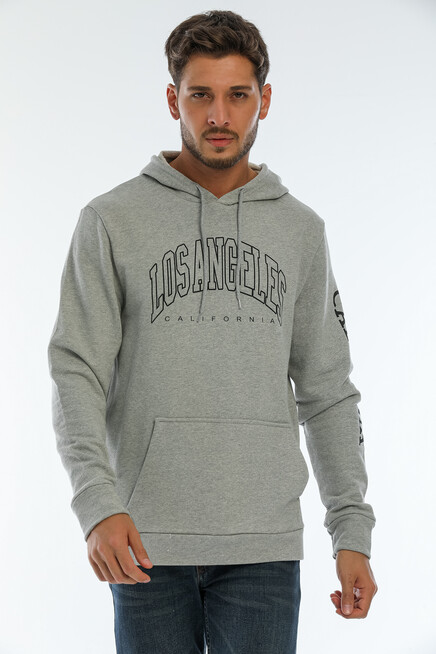 Erkek Kapşonlu Regular Fit Baskılı İnce Sweatshirt SPR22SW163