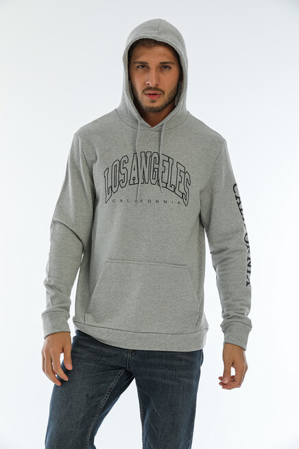 Erkek Kapşonlu Regular Fit Baskılı İnce Sweatshirt SPR22SW163