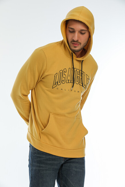 Erkek Kapşonlu Regular Fit Baskılı İnce Sweatshirt SPR22SW163