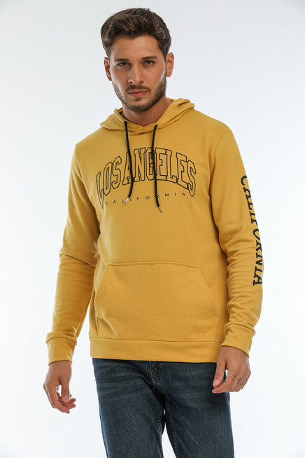 Erkek Kapşonlu Regular Fit Baskılı İnce Sweatshirt SPR22SW163