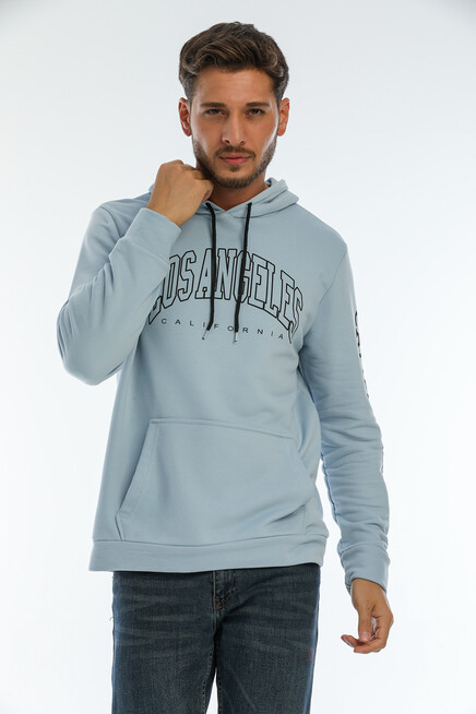 Erkek Kapşonlu Regular Fit Baskılı İnce Sweatshirt SPR22SW163