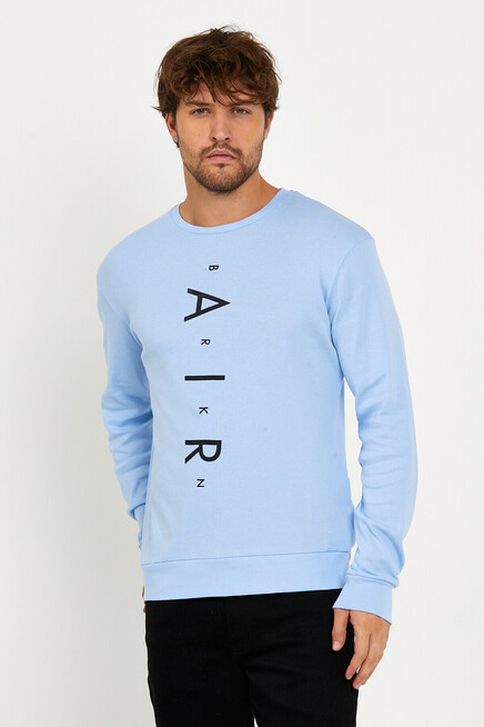 Süperlife Erkek Bisiklet Yaka Slim fit Air Baskılı İnce Sweatshirt SPR22sw101
