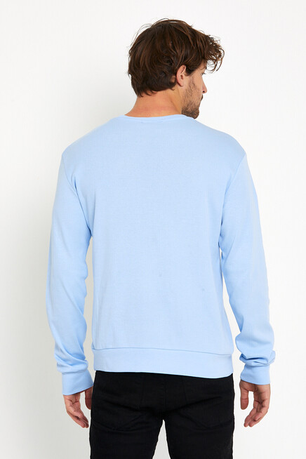 Süperlife Erkek Bisiklet Yaka Slim fit Air Baskılı İnce Sweatshirt SPR22sw101