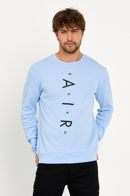 Süperlife Erkek Bisiklet Yaka Slim fit Air Baskılı İnce Sweatshirt SPR22sw101