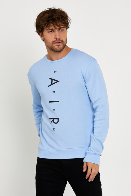 Süperlife Erkek Bisiklet Yaka Slim fit Air Baskılı İnce Sweatshirt SPR22sw101