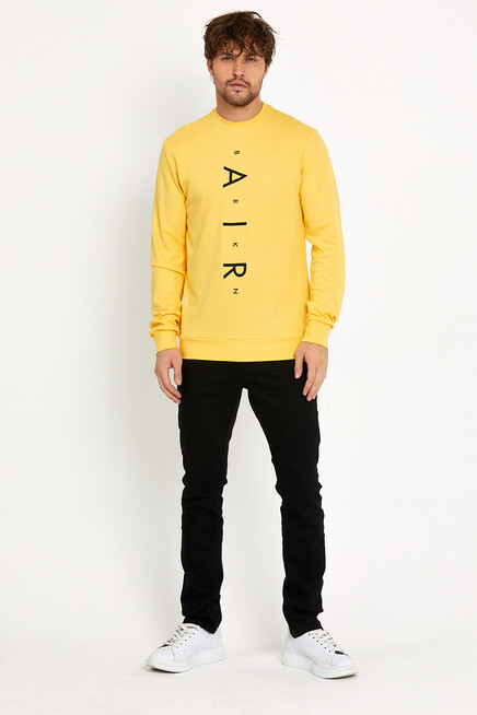 Süperlife Erkek Bisiklet Yaka Slim fit Air Baskılı İnce Sweatshirt SPR22sw101