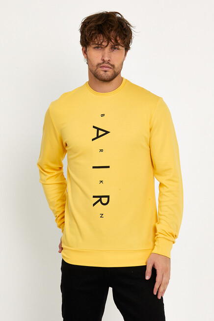 Süperlife Erkek Bisiklet Yaka Slim fit Air Baskılı İnce Sweatshirt SPR22sw101