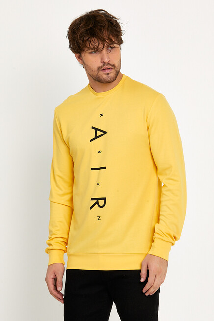 Süperlife Erkek Bisiklet Yaka Slim fit Air Baskılı İnce Sweatshirt SPR22sw101