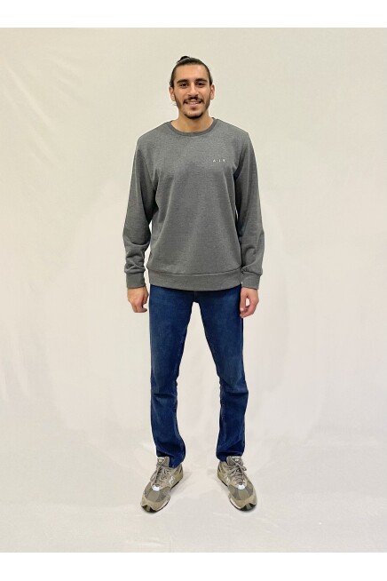 Süperlife Erkek Bisiklet Yaka Rahat Kalıp 3 iplik Kalın AİR Nakışlı  Sweatshirt SPR24SW33